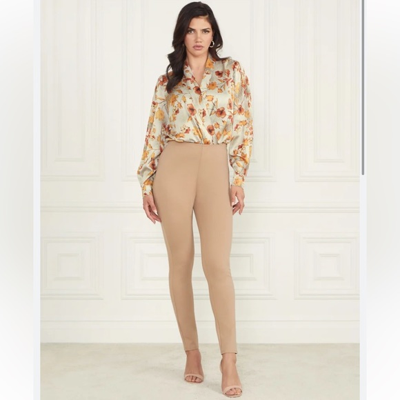 Marciano Fall Leaves Pattern Satiny Bodysuit - Size M - Picture 6 of 15